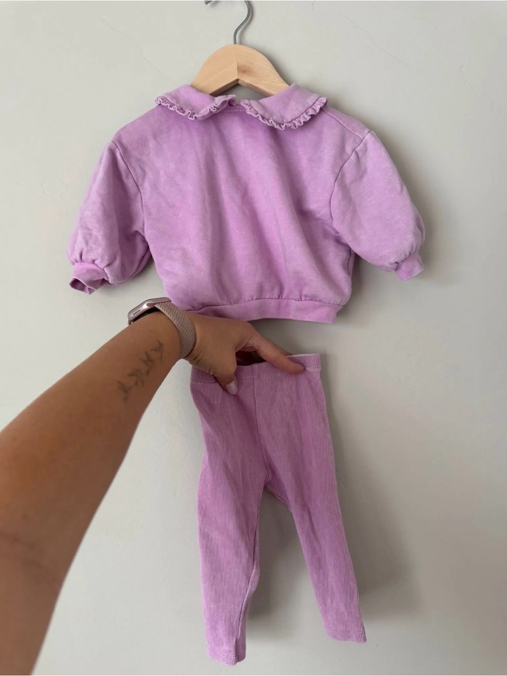 Cat & Jack Lilac Baby Two-Piece Set - Ruffle Collar Top & Leggings